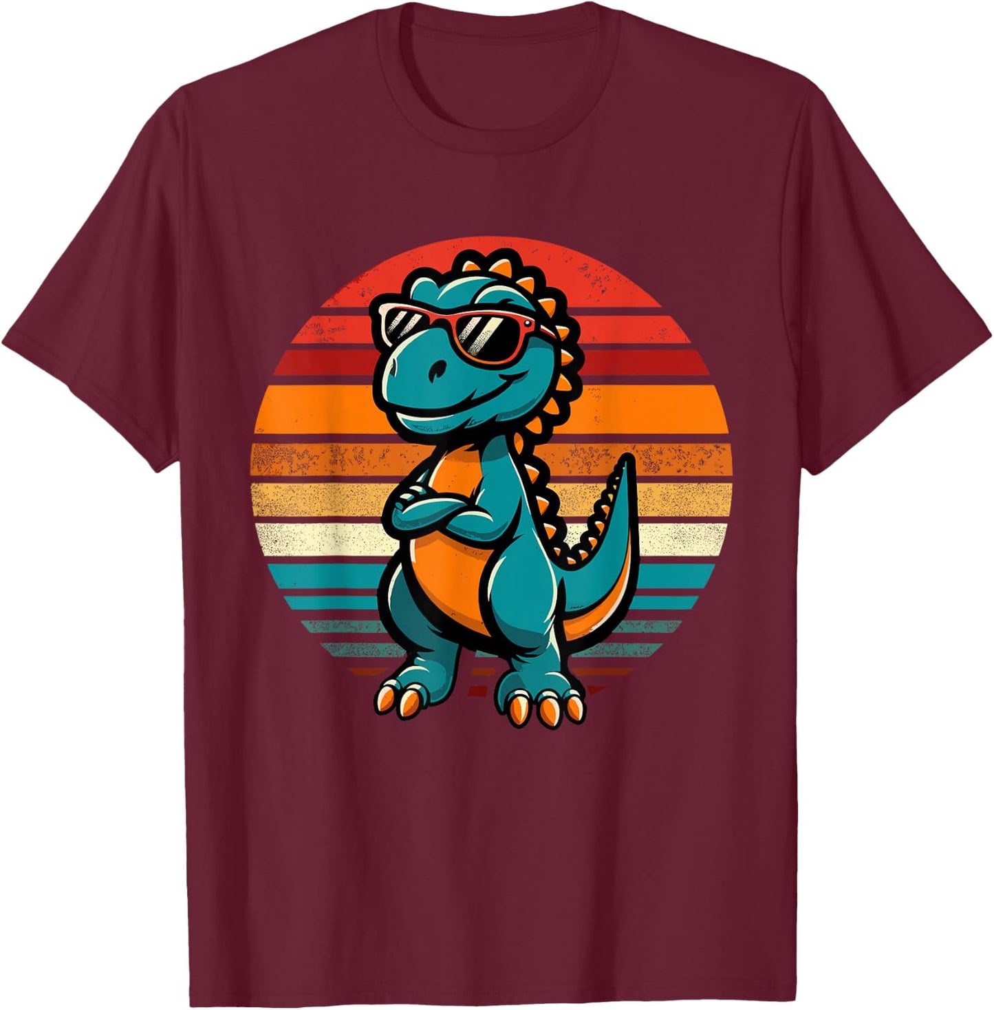 Funny Dinosaur T-Rex Retro Dinosaur T-Shirt - T-Shirt | Maroon