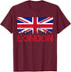 London Skyline UK England Union Jack T-Shirt - T-Shirt | Maroon