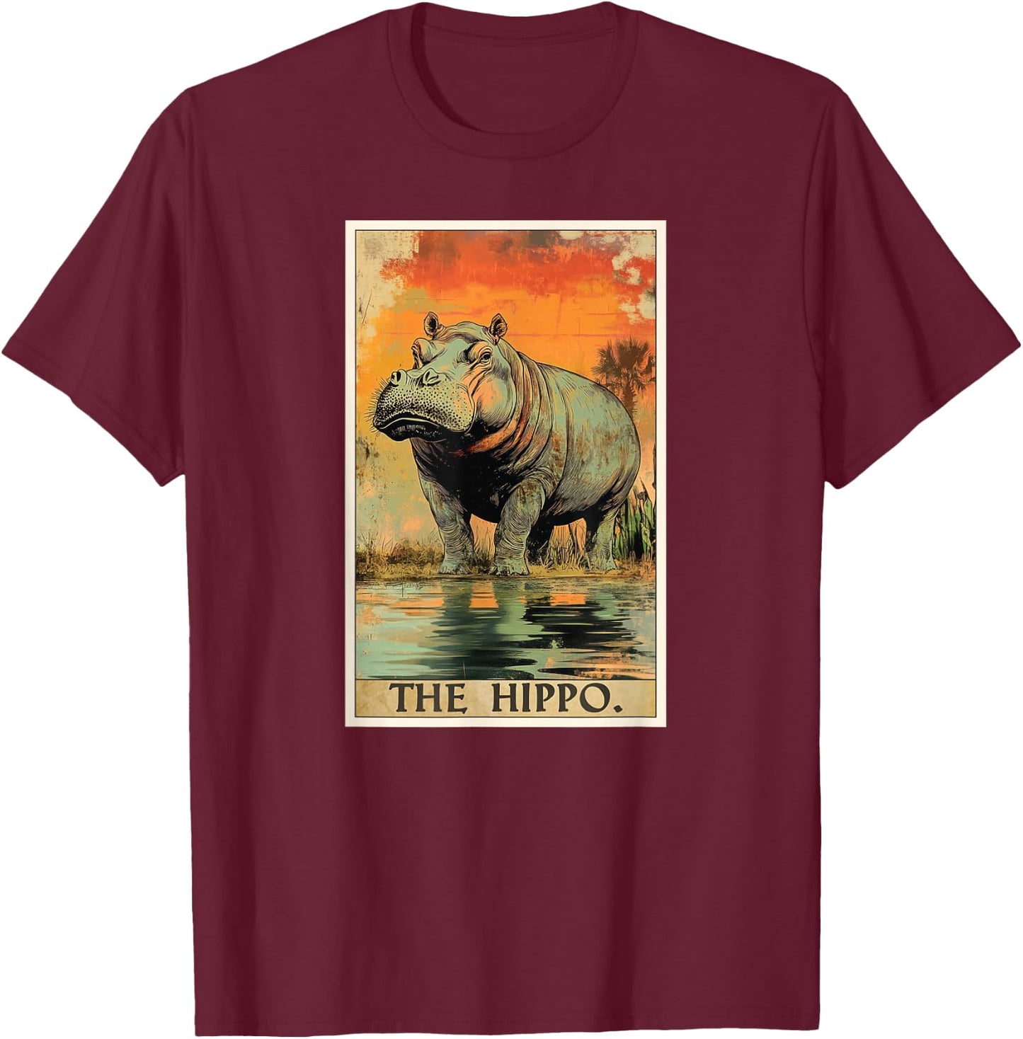 Hippo Tarot Card Hippos Hippo T-Shirt - T-Shirt | Maroon