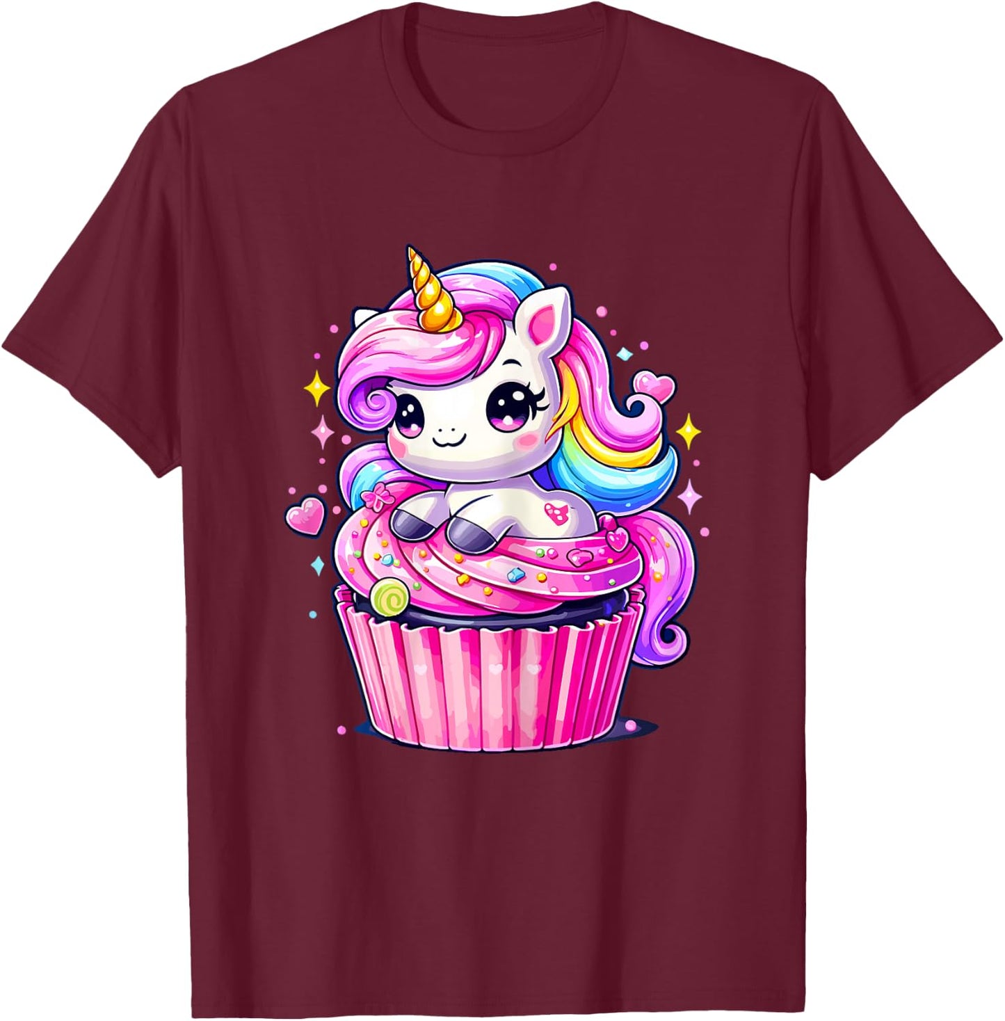 cute Unicorn Cupcake Unicorn Party Family T-Shirt - T-Shirt | Maroon