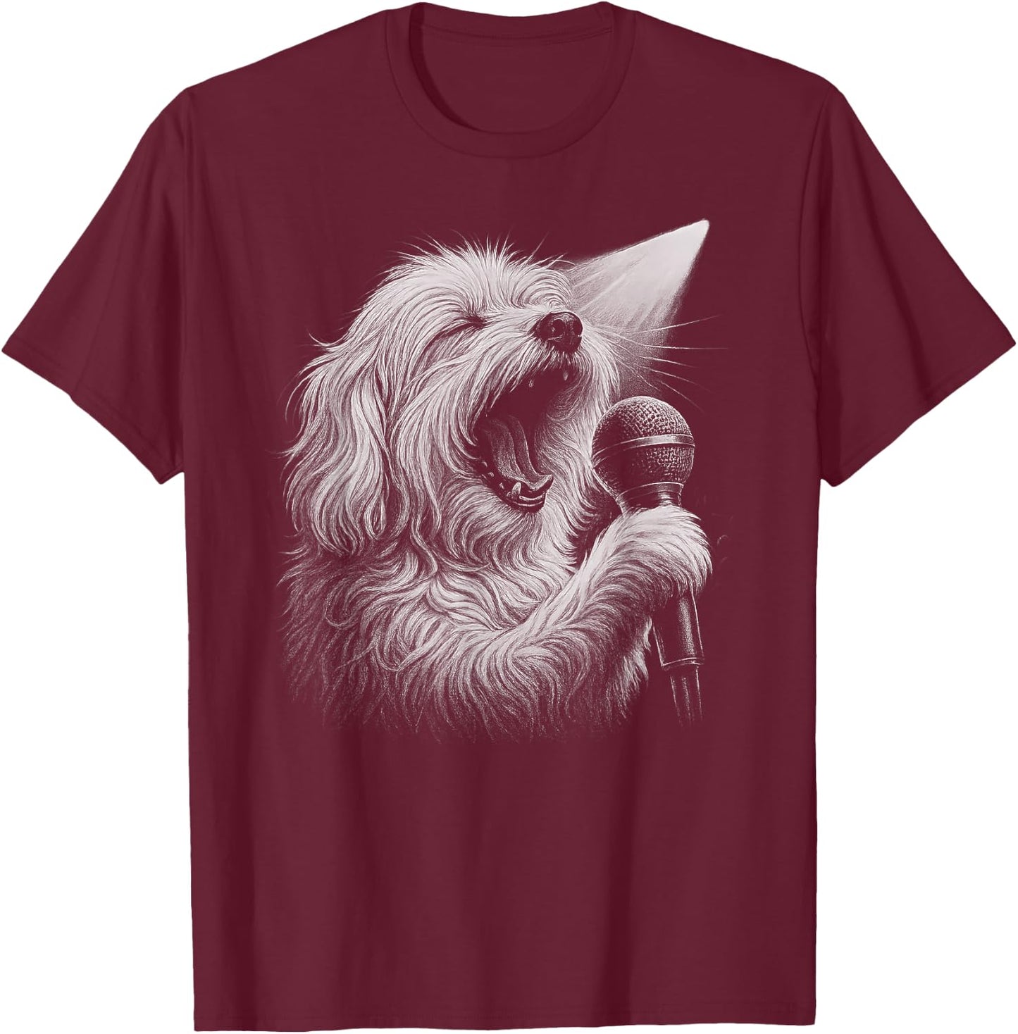 Maltese Dog Singing Vocalist Singer Dog Lover T-Shirt - T-Shirt | Maroon