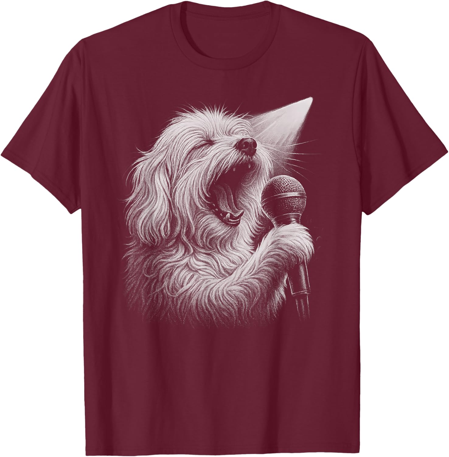 Maltese Dog Singing Vocalist Singer Dog Lover T-Shirt - T-Shirt | Maroon