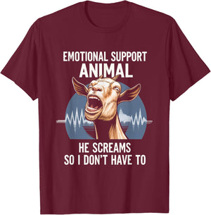 Emotional Support Animal Goat Scream Goat Lover T-Shirt - T-Shirt | Maroon