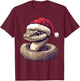 Funny Xmas Snake Lovers Christmas Pajama Snake Santa Hat T-Shirt - T-Shirt | Maroon