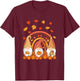 Thanksgiving Colorful Rainbow Pumpkin Fall Leaf Gnomes T-Shirt - T-Shirt | Maroon