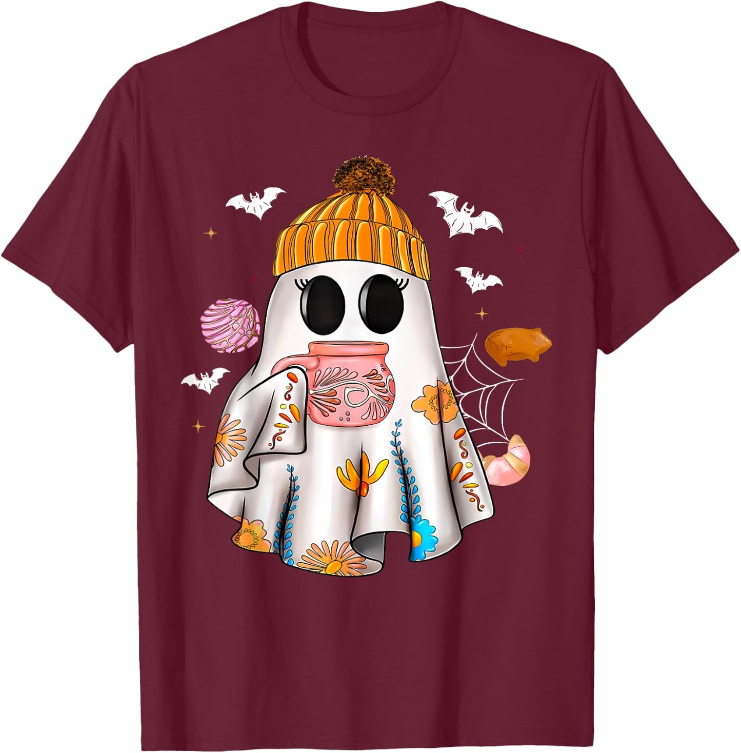 Ghost Spanish Halloween Mexican Spooky Conchas And Cucuys T-Shirt - T-Shirt | Maroon