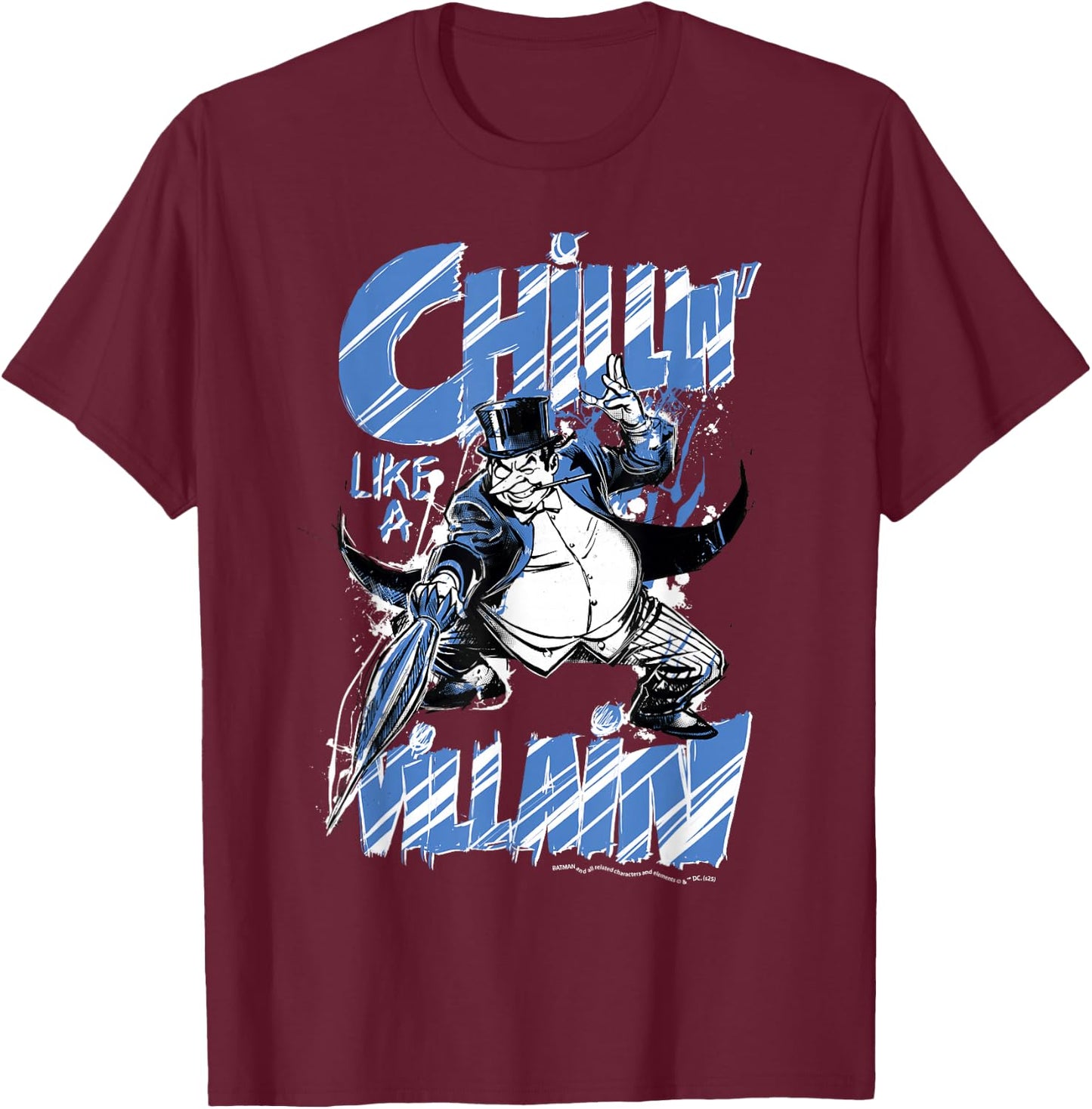 Batman, The Penguin, Relaxes Like a Villain , Black, S T-Shirt - T-Shirt | Maroon