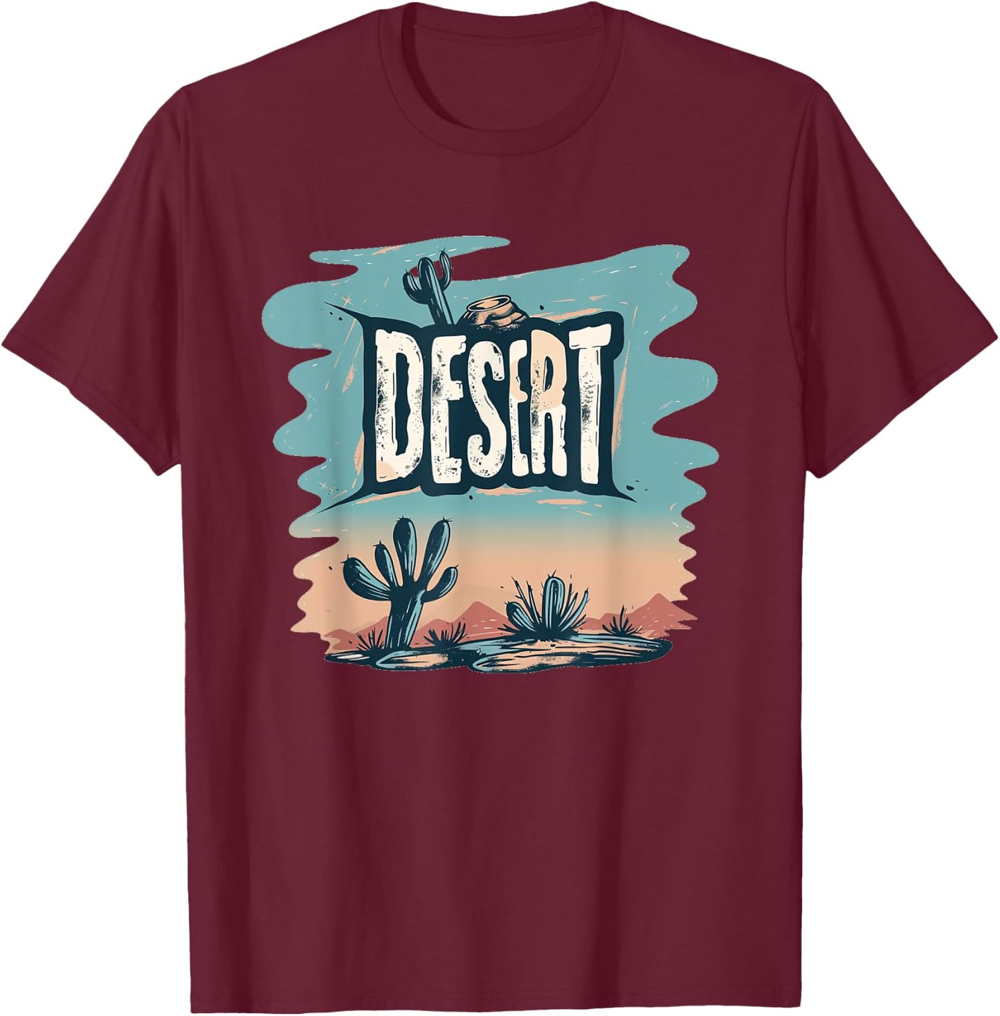 Beautiful Desert Costume with Cactus for Boys and Girls T-Shirt - T-Shirt | Maroon