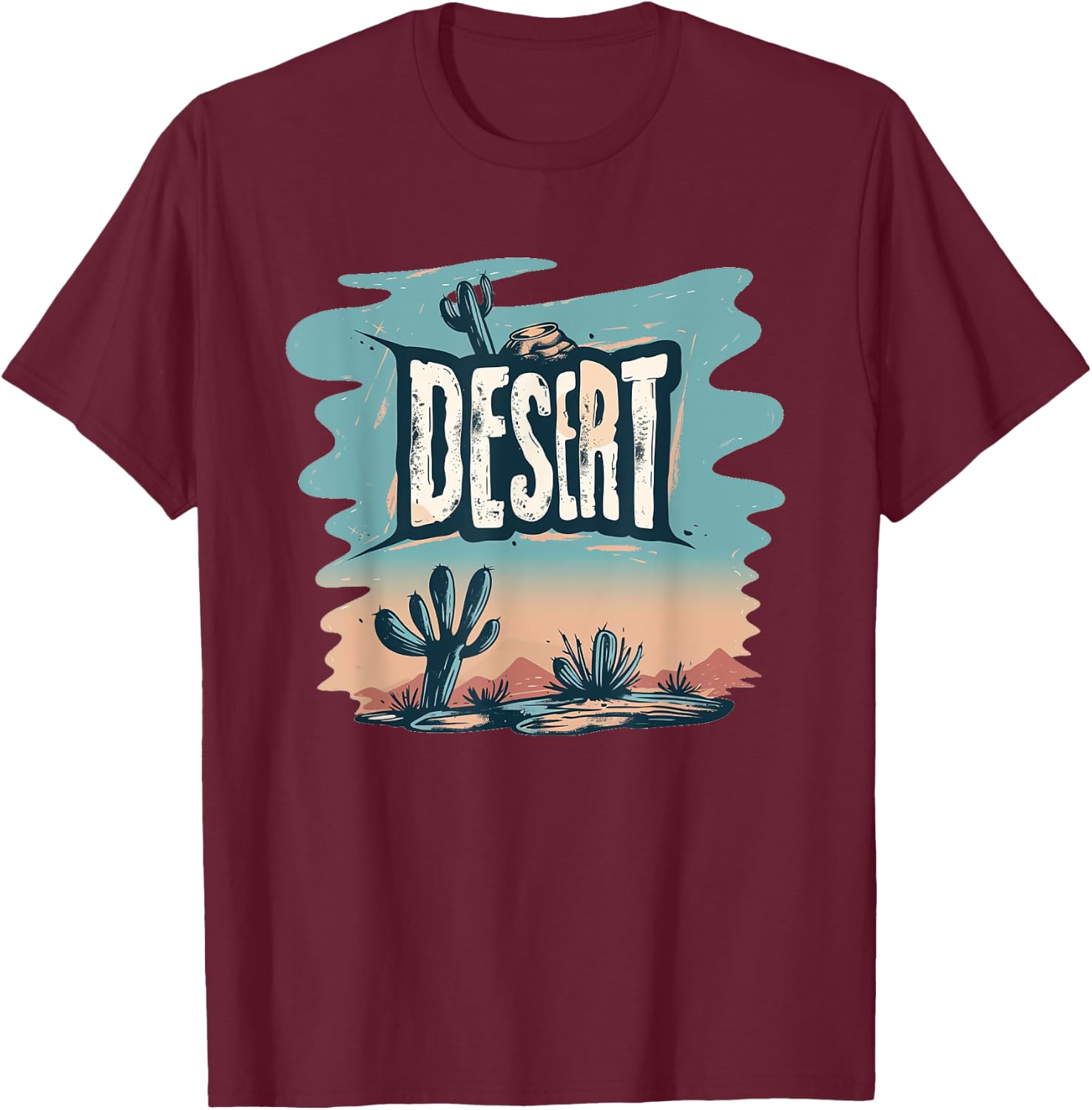 Beautiful Desert Costume with Cactus for Boys and Girls T-Shirt - T-Shirt | Maroon