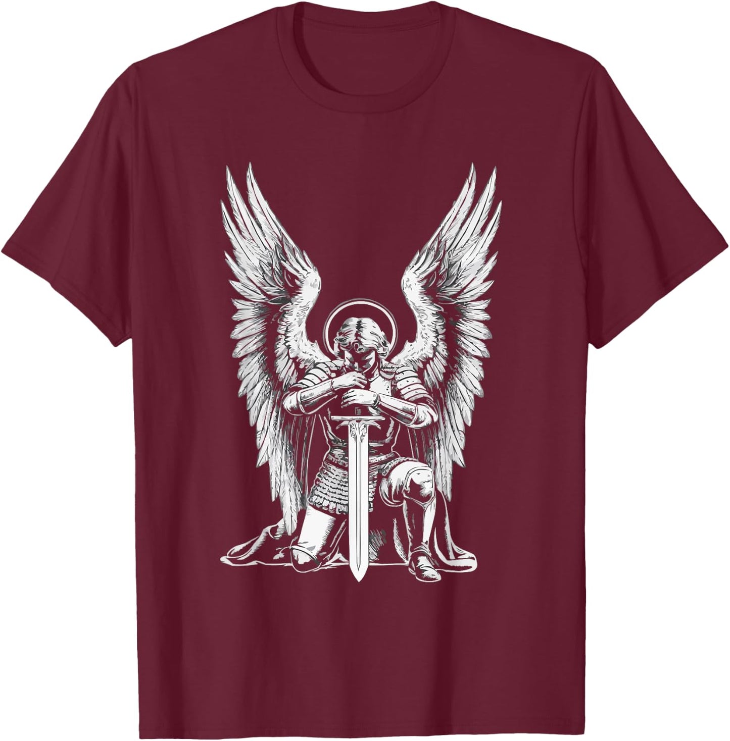 Archangel Catholic Religion Christianity Guardian Angel T-Shirt - T-Shirt | Maroon