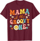 Mama Of The Groovy One 1st Birthday Pregnancy Announcement T-Shirt - T-Shirt | Maroon