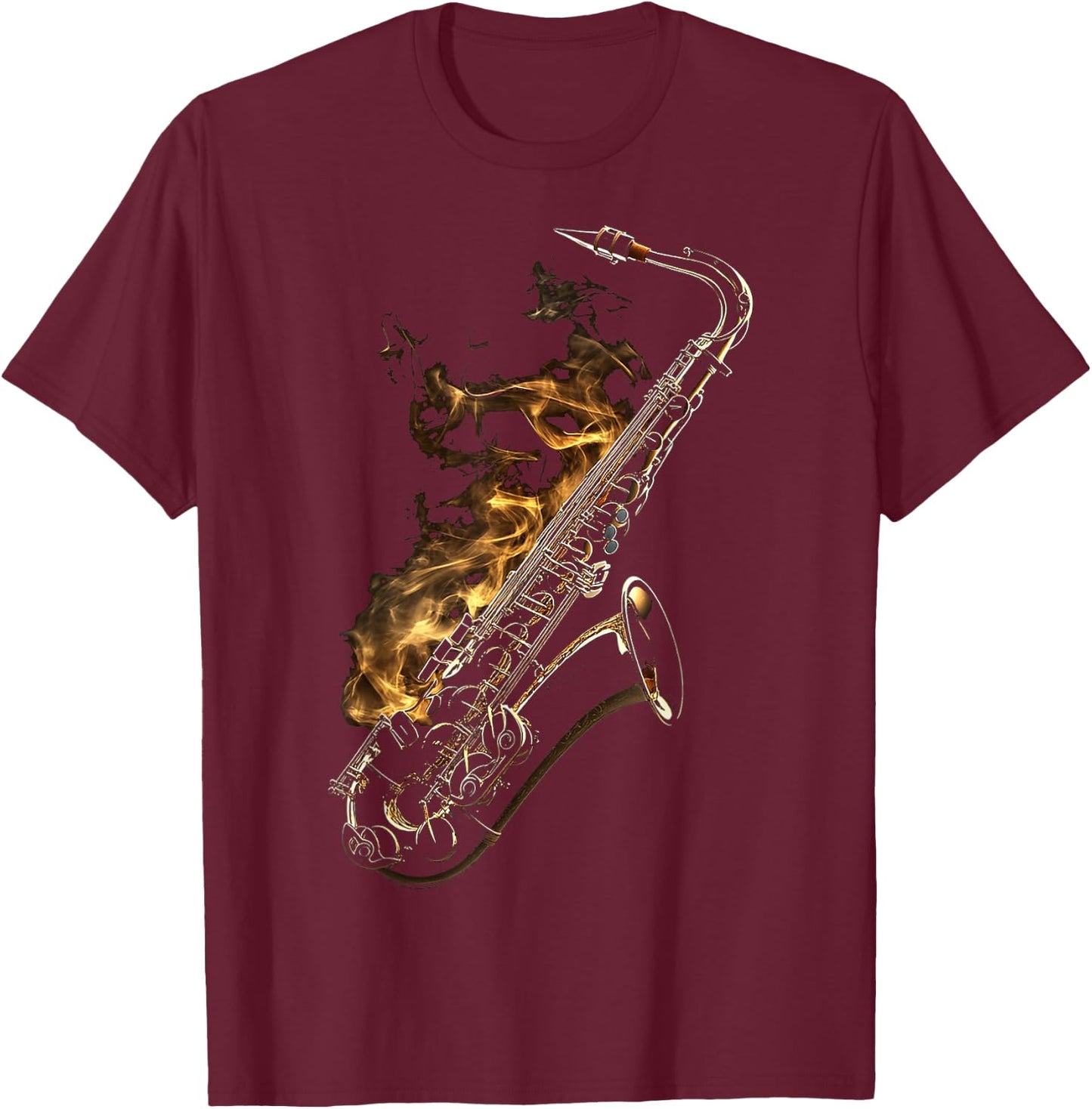 Saxophone Musical Instrument Illustration Saxophone , black T-Shirt - T-Shirt | Maroon