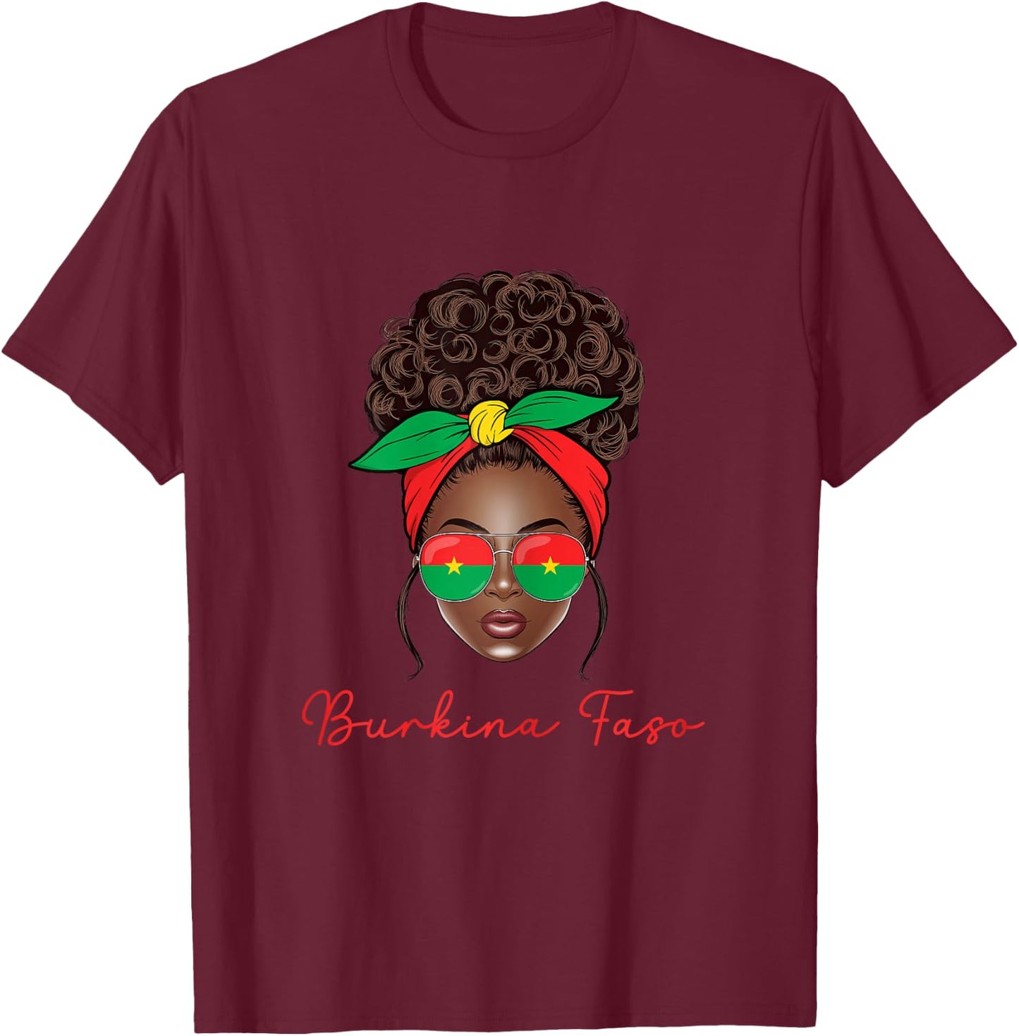 Burkina Faso Girl Burkinabe Woman Flag Burkina Faso T-Shirt - T-Shirt | Maroon