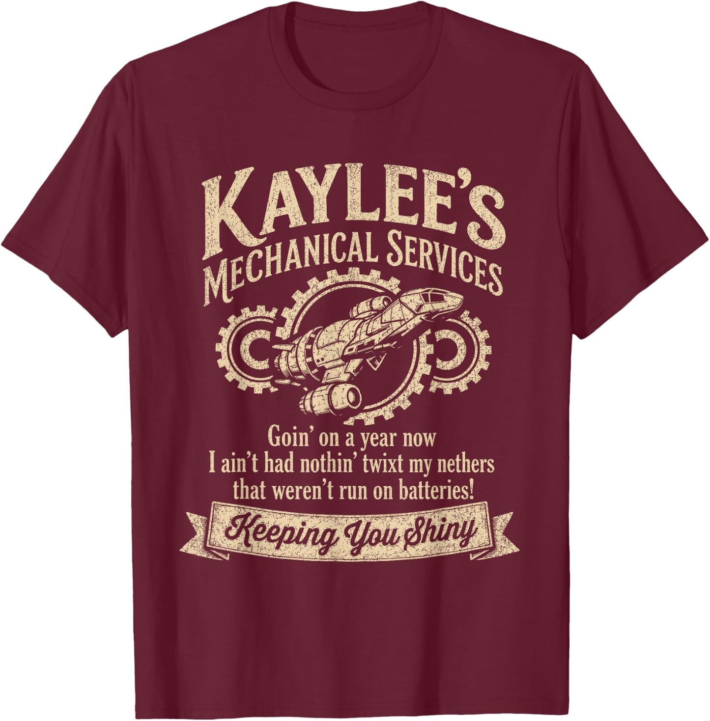 Kaylee Mechanical Services Space Mechanic T-Shirt - T-Shirt | Maroon