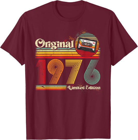 1976 Vintage Anniversary Retro Limited Edition Man Woman Gift , Black T-Shirt - T-Shirt | Maroon