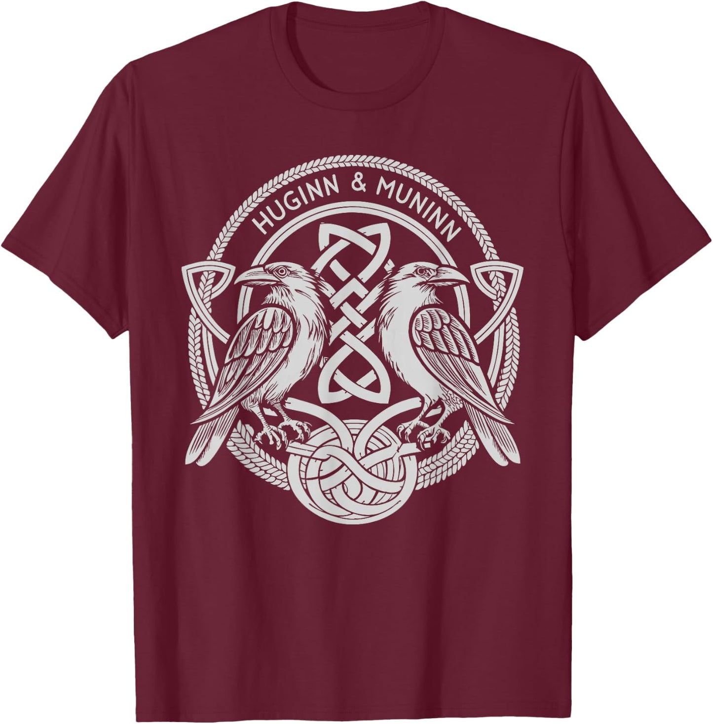 Norse & Germanic Mythology – Huginn & Muninn Raven - Celtic T-Shirt - T-Shirt | Maroon