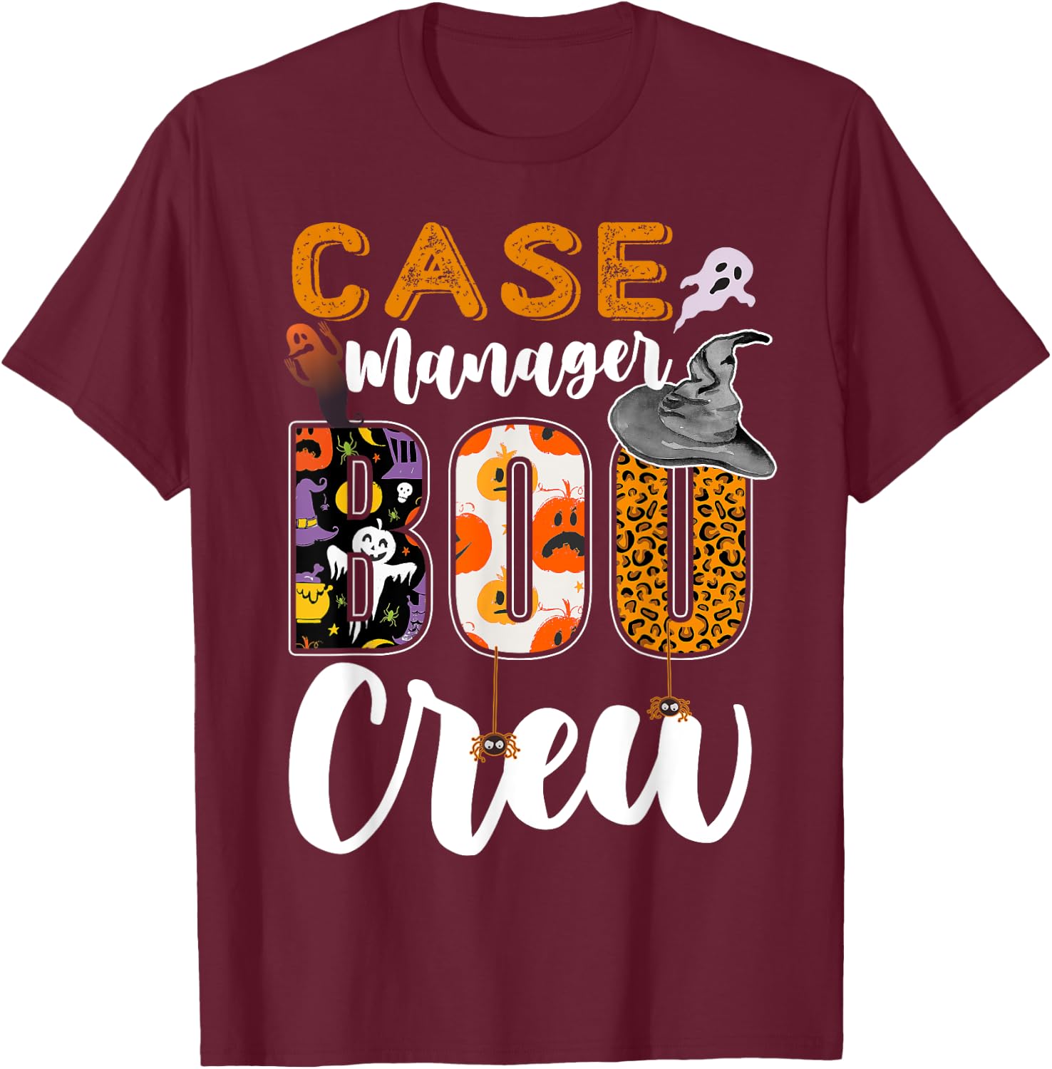 Case Manager Boo Crew Halloween Matching Social Services T-Shirt - T-Shirt | Maroon