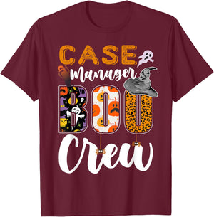 Case Manager Boo Crew Halloween Matching Social Services T-Shirt - T-Shirt | Maroon