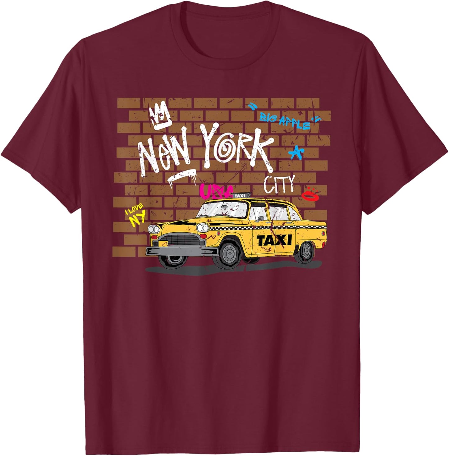 Big Apple | New York | NYC Yellow Taxi Cab T-Shirt - T-Shirt | Maroon