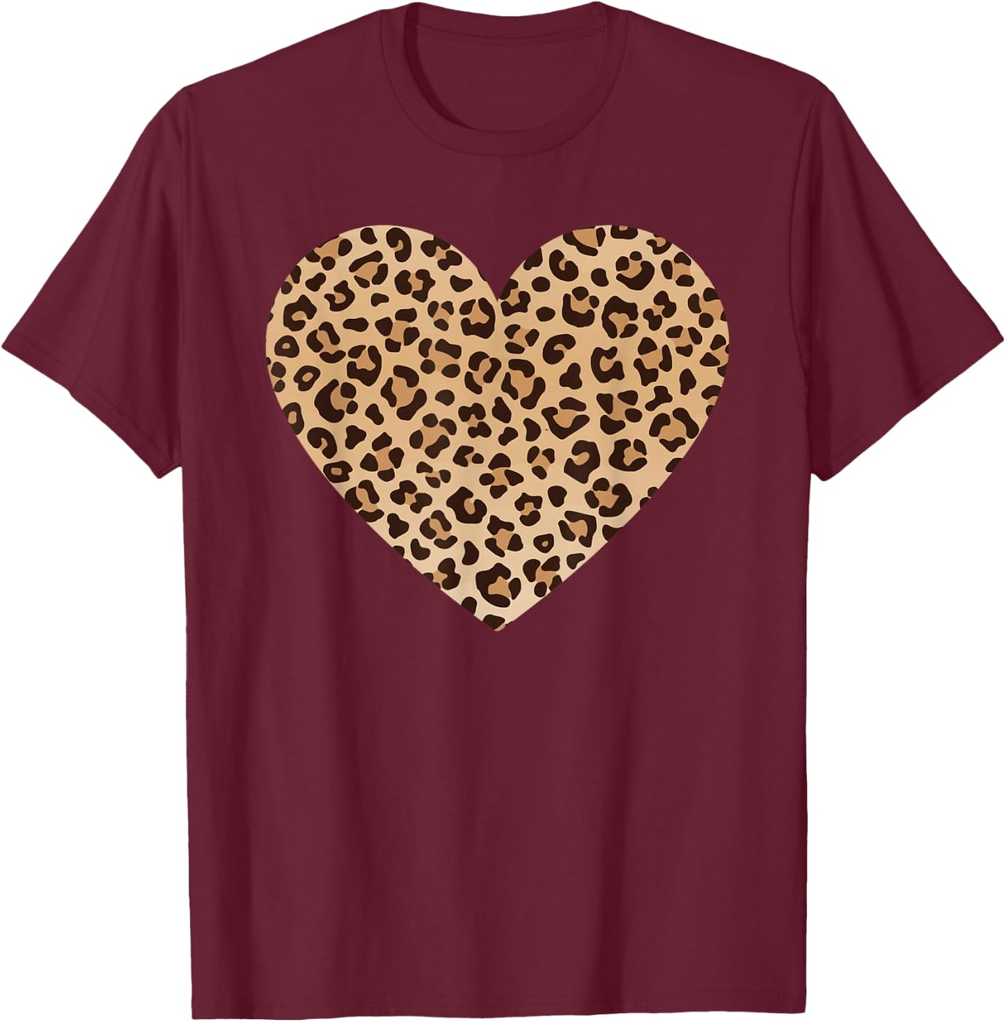 Leo Herz Gepard Leopard Motiv Leopardenmuster für Damen T-Shirt - T-Shirt | Maroon