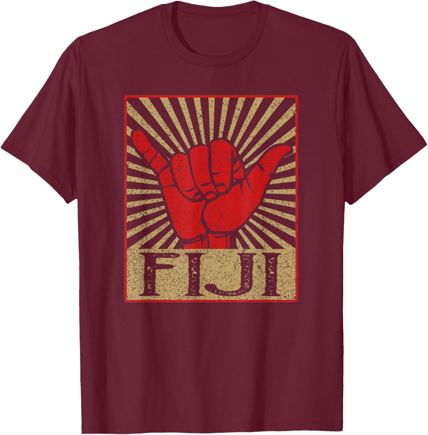 Vintage Fiji Island Surfer Retro Souvenir T-Shirt - T-Shirt | Maroon