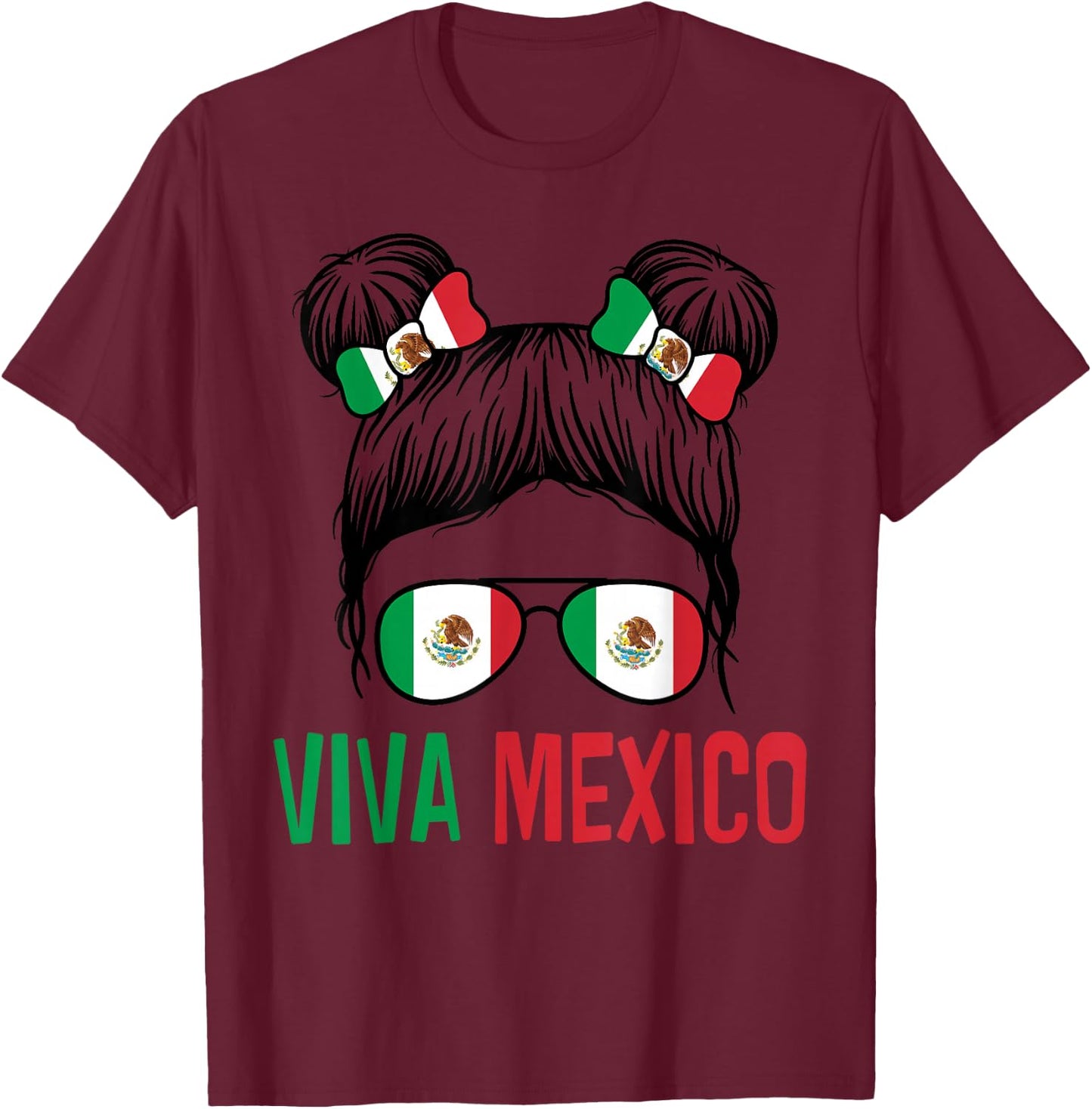 Viva Mexico Shirt Kids Girls Independence Day Mexican Flag T-Shirt - T-Shirt | Maroon