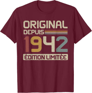 Original 1942 Birthday Gift 83 Years anniv 83 years , Black, S T-Shirt - T-Shirt | Maroon
