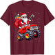 Santa Claus Riding A Monster Truck Christmas Boy Girl Kids T-Shirt - T-Shirt | Maroon