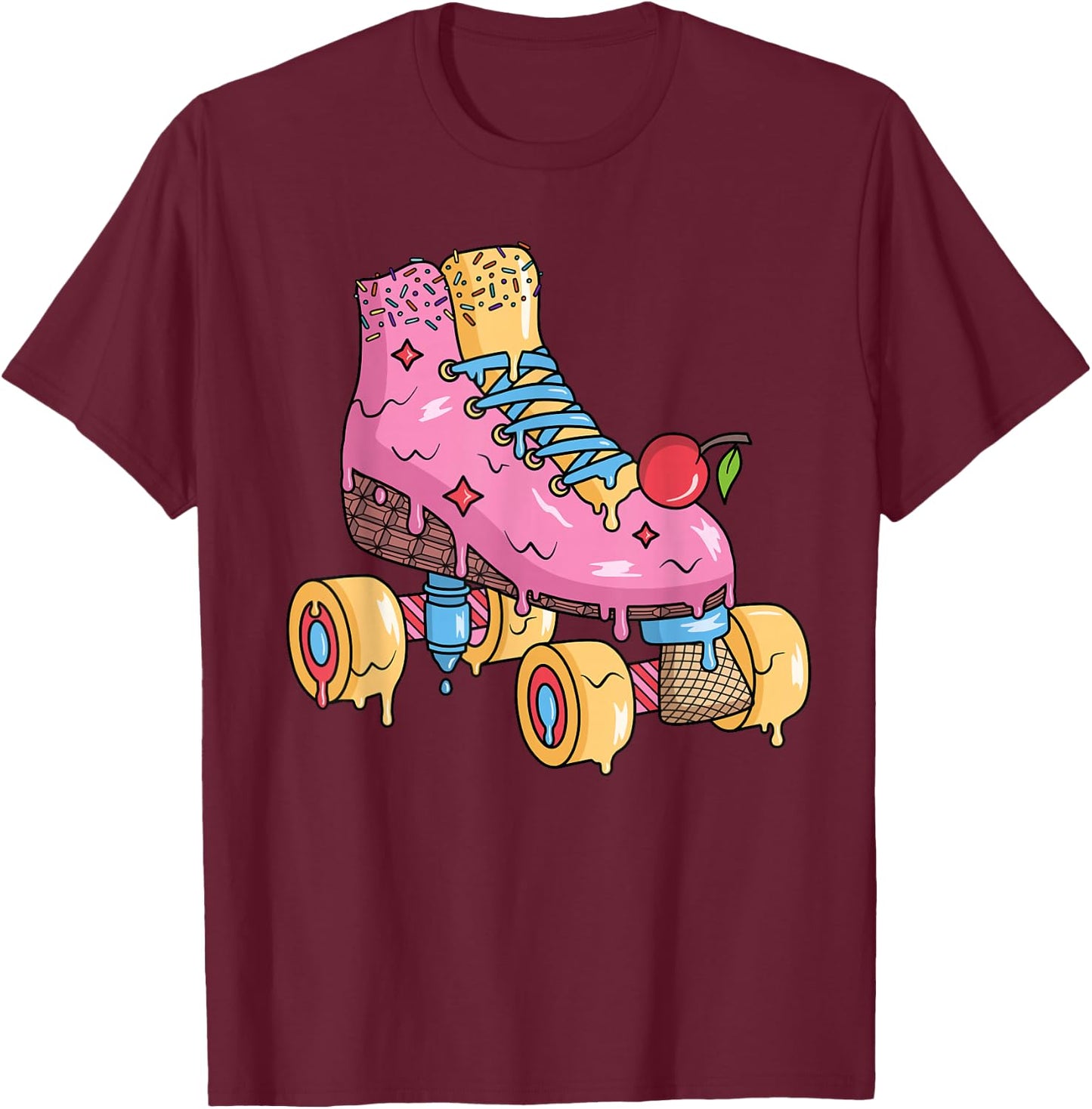 Rollschuhe Eiscreme Roller Skates Mädchen Rollschuh T-Shirt - T-Shirt | Maroon
