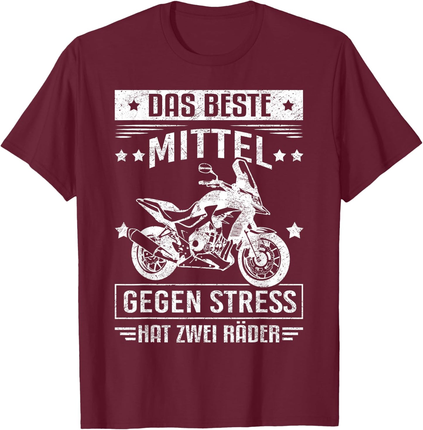 Men's Best Medium Against Stress Motorcycle Gift T-Shirt - T-Shirt | Maroon