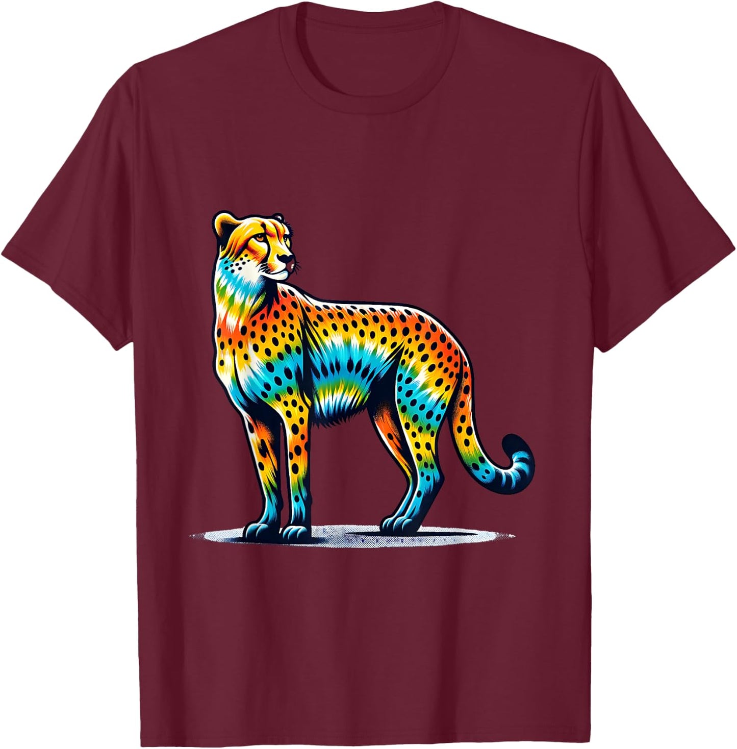 Tie Dye Cheetah - Colorful Hippie Wildcat Design T-Shirt - T-Shirt | Maroon