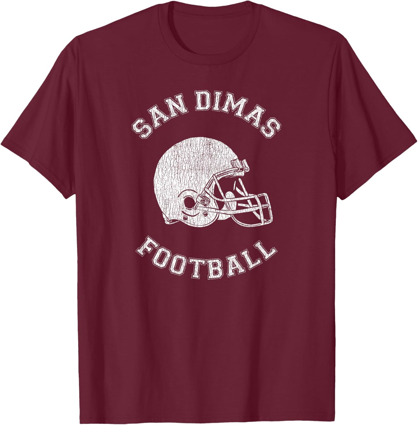 San Dimas Football Distressed 1980's Retro P.E.Dept Style T-Shirt - T-Shirt | Maroon