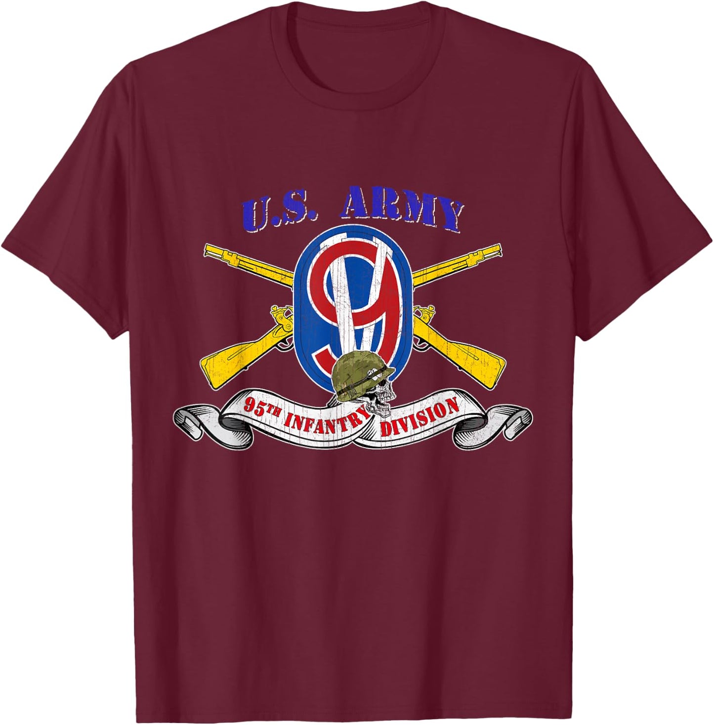 95th Infantry Division 95th ID Veteran Vintage Gifts T-Shirt - T-Shirt | Maroon