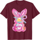 Easter Cute Bunny Coquette Bow Tie Dye Rabbit T-Shirt - T-Shirt | Maroon