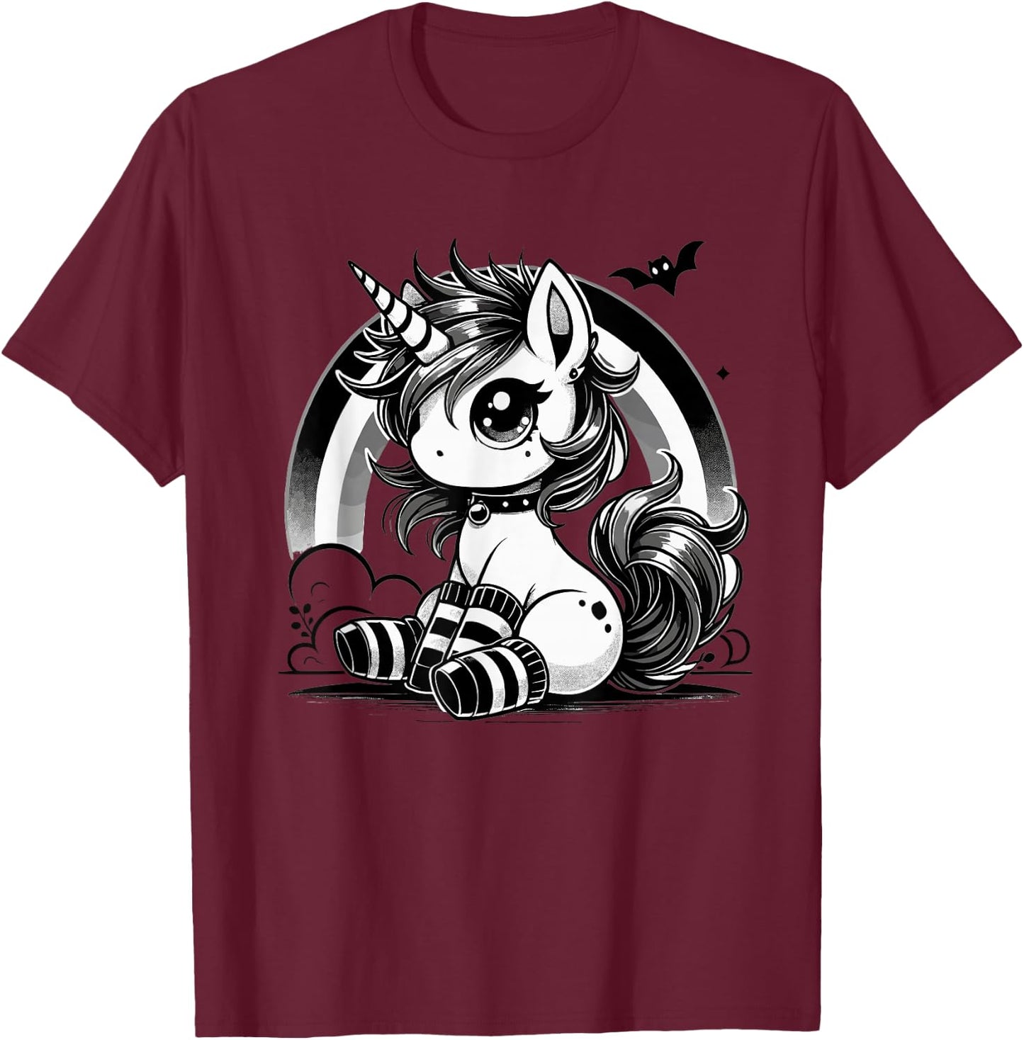 Gothic Unicorn Goth Girl Emo Punk Cute Kawaii Pastel Goth T-Shirt - T-Shirt | Maroon