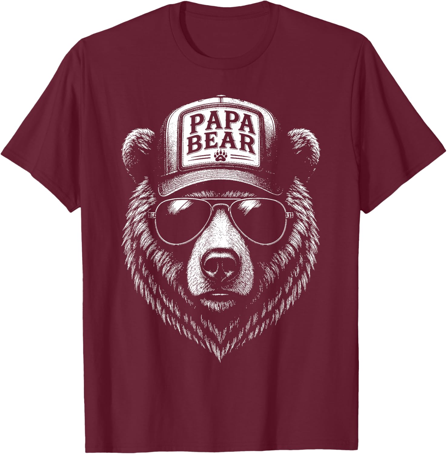 Papa Geschenk Vatertag Bester Papa Papa Bär Lustiges T-Shirt - T-Shirt | Maroon