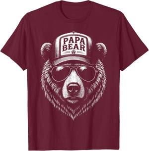 Papa Geschenk Vatertag Bester Papa Papa Bär Lustiges T-Shirt - T-Shirt | Maroon