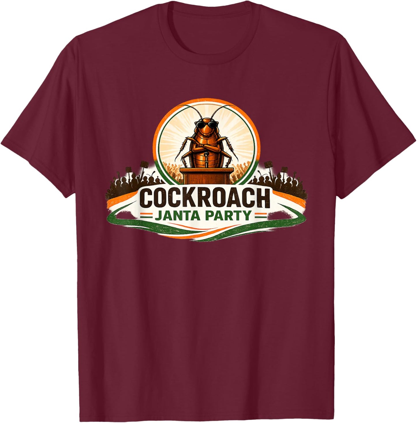 Cockroach Janta Party Funny Political Meme T-Shirt - T-Shirt | Maroon