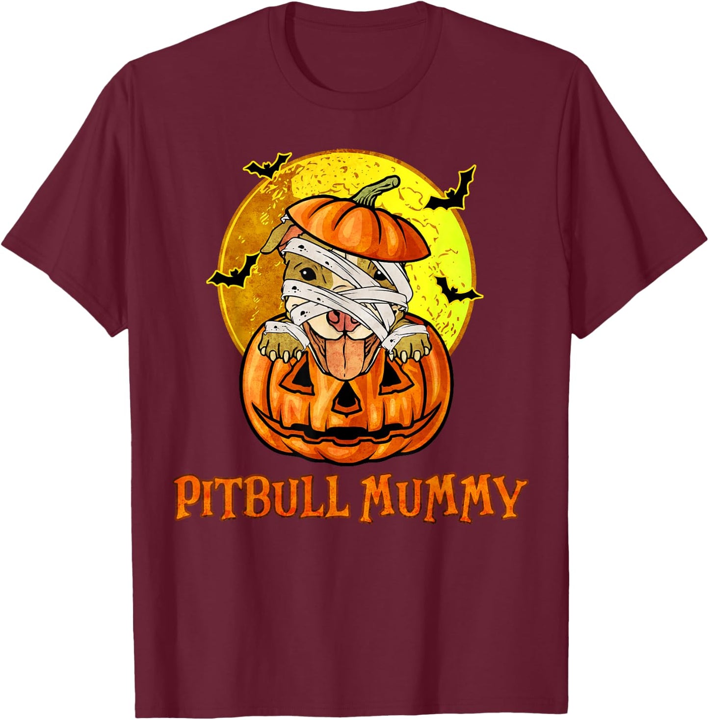 Pitbull Mummy Halloween Costume for Pitbull Mom Pit bull T-Shirt - T-Shirt | Maroon