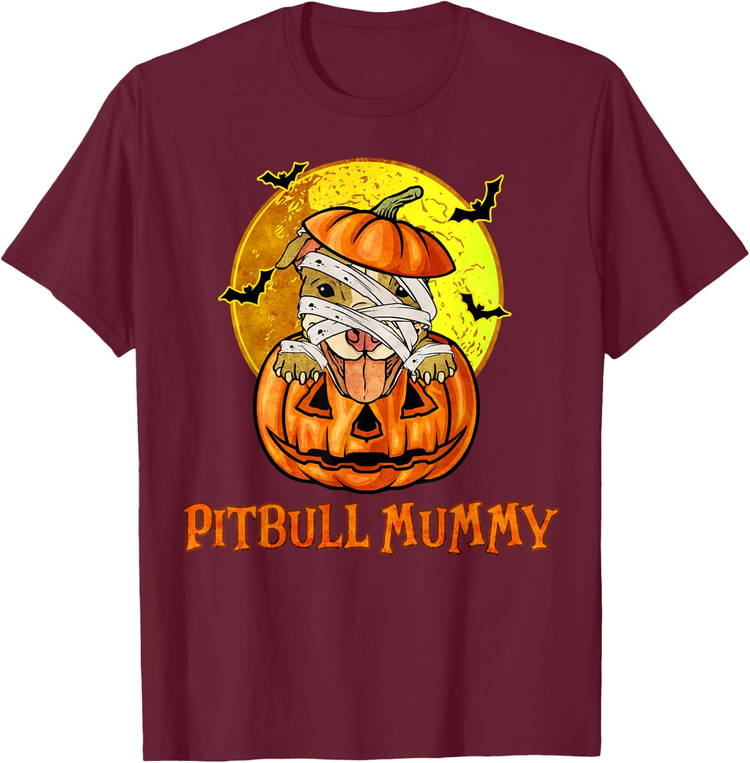 Pitbull Mummy Halloween Costume for Pitbull Mom Pit bull T-Shirt - T-Shirt | Maroon