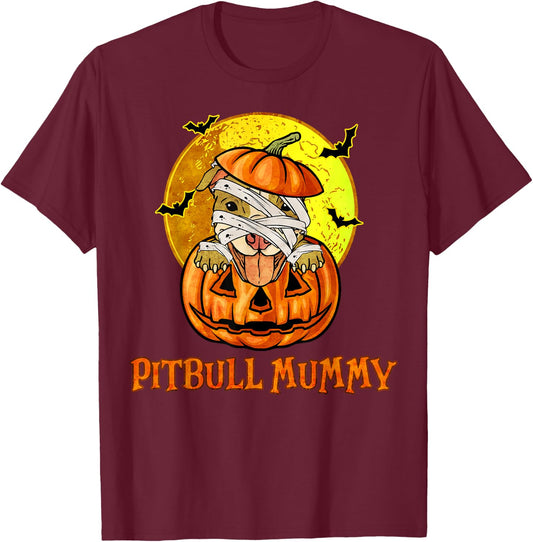 Pitbull Mummy Halloween Costume for Pitbull Mom Pit bull T-Shirt - T-Shirt | Maroon