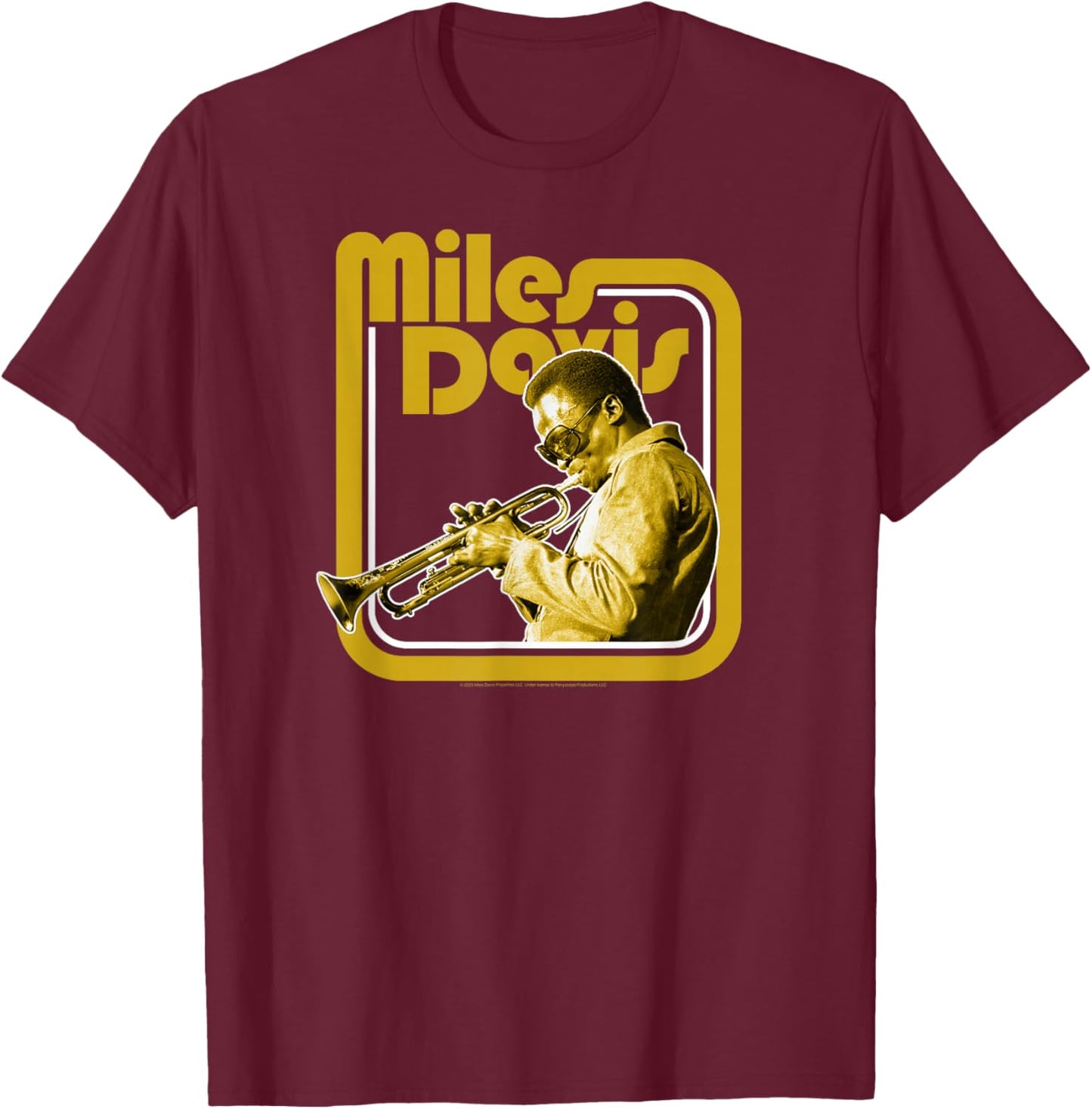 Miles Davis Retro Goldene Trompete T-Shirt - T-Shirt | Maroon