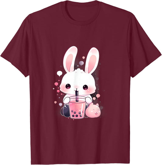 Bunny Boba Tea Bubble Tea Anime Kawaii T-Shirt - T-Shirt | Maroon