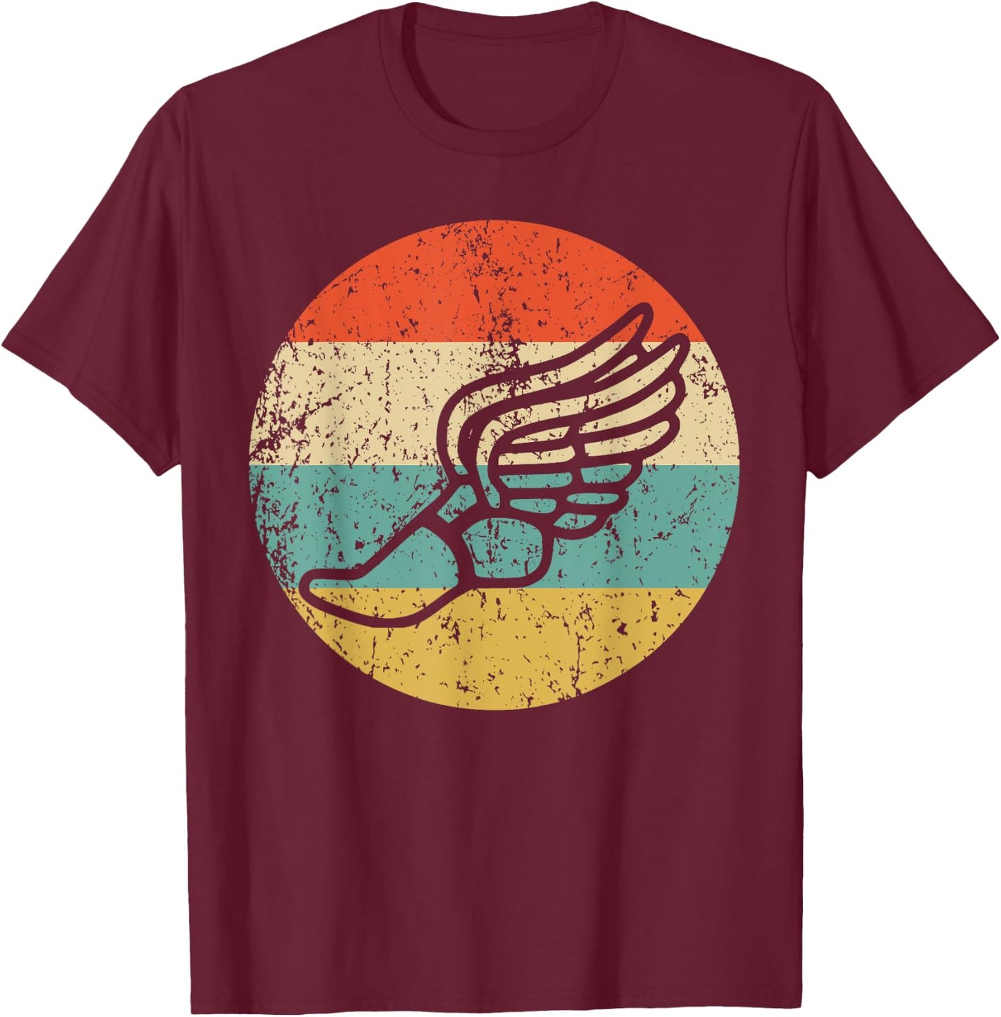 Running Shoe With Wings Retro Style Track T-Shirt - T-Shirt | Maroon