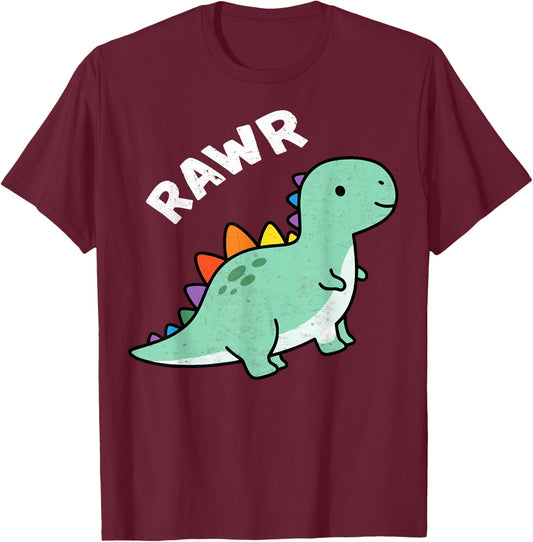 Rawr Cute Dinosaur Lover Dino Fans Boys Girls T-Shirt - T-Shirt | Maroon