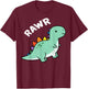 Rawr Cute Dinosaur Lover Dino Fans Boys Girls T-Shirt - T-Shirt | Maroon