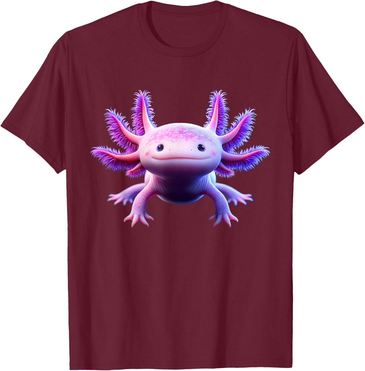 Funny Axolotl Anime Cute Axolotl T-Shirt - T-Shirt | Maroon
