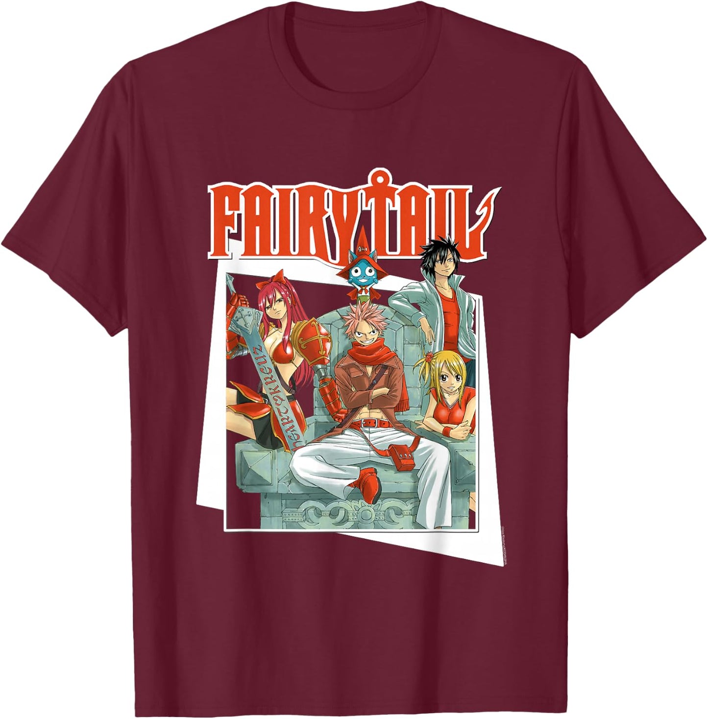 Fairy Tail Manga All Red Team Natsu T-Shirt - T-Shirt | Maroon