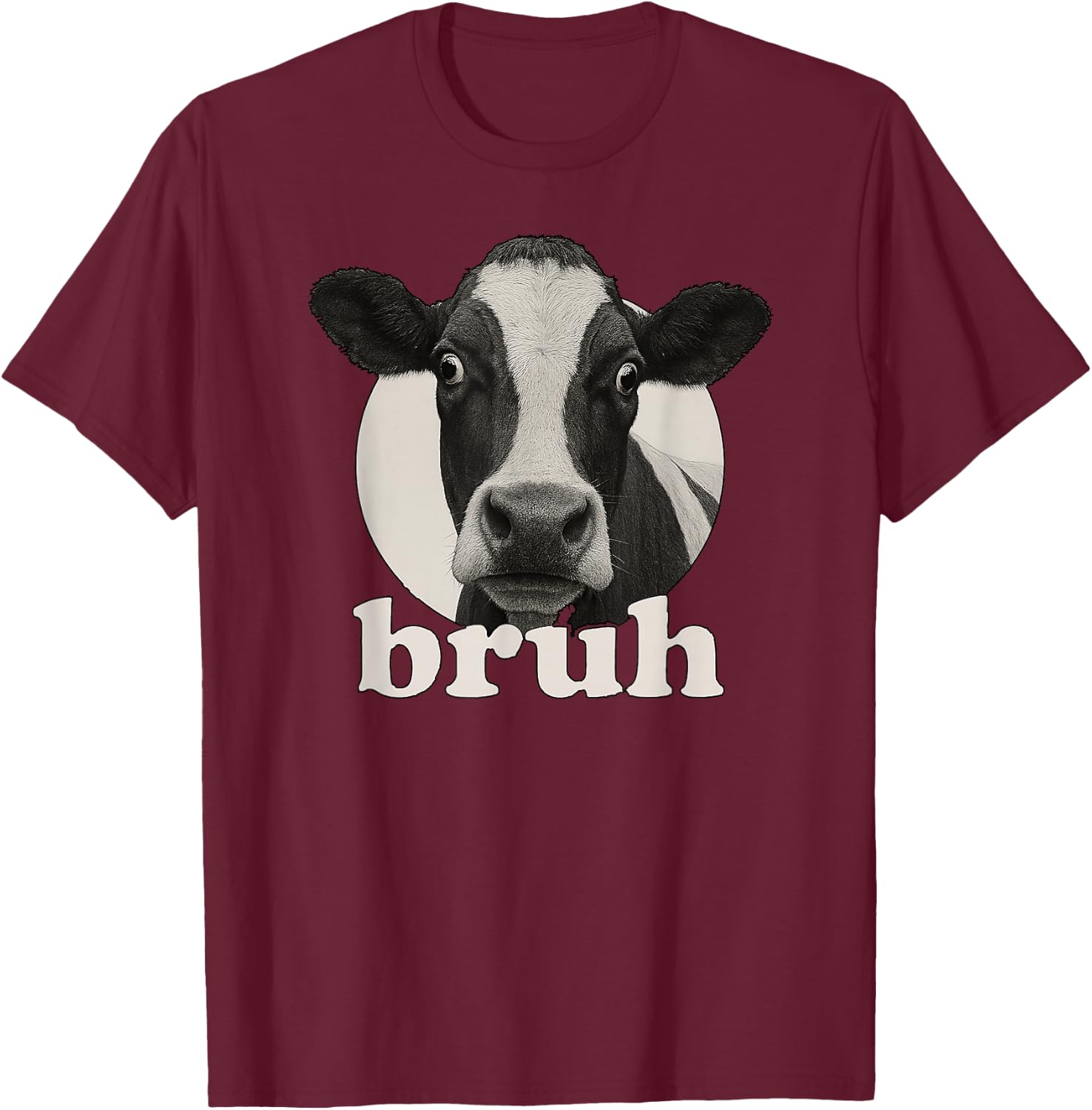 Funny Cow Bruh Humor Meme Zoo Day Boys Girls T-Shirt - T-Shirt | Maroon