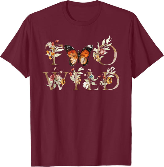 Two Wild 2nd Birthday Outfit Girl Wildflower Butterfly T-Shirt - T-Shirt | Maroon